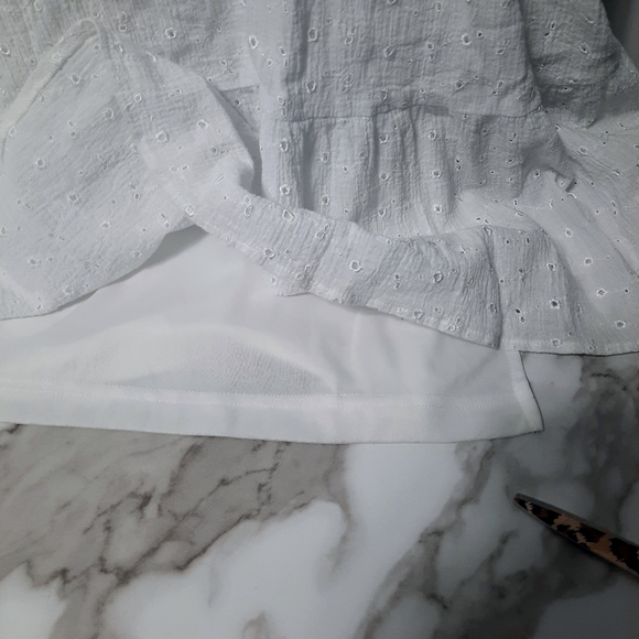 Dressbarn Womens Eyelet Crochet Sleeveless Midi White Dress Boho Beachy Flowy 14 - Picture 8 of 11